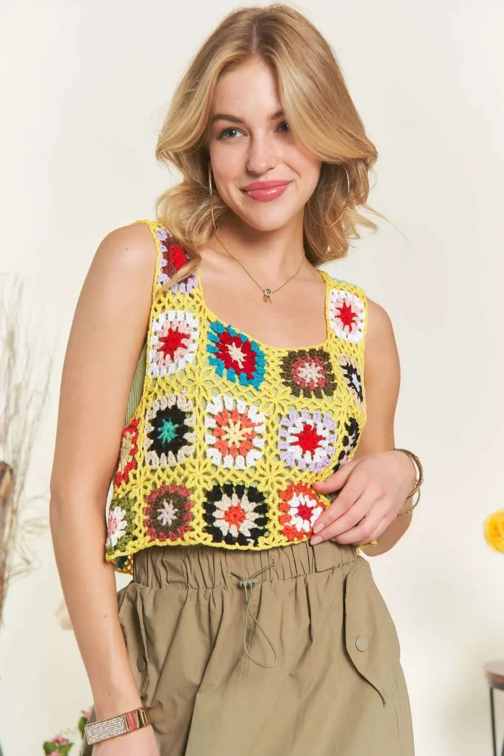 ADORA Multicolor Crochet Crop Top