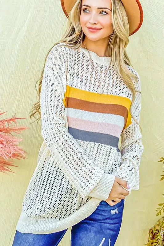 And The Why Color Stripe Summer Sweater Top