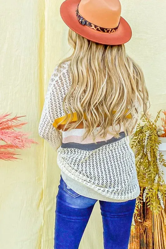 And The Why Color Stripe Summer Sweater Top