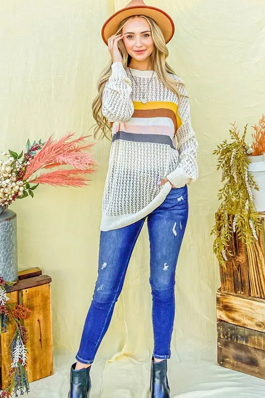 And The Why Color Stripe Summer Sweater Top