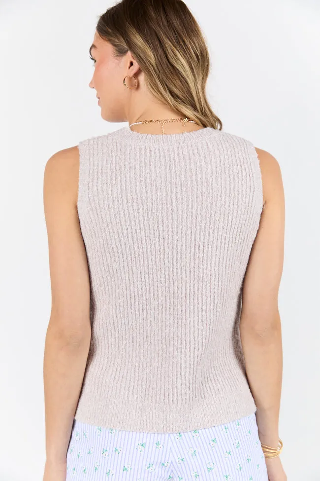 Best Day Ever Beige High Neck Sweater Tank