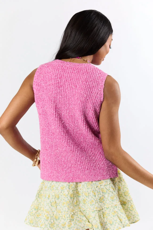 Best Day Ever Pink High Neck Sweater Tank