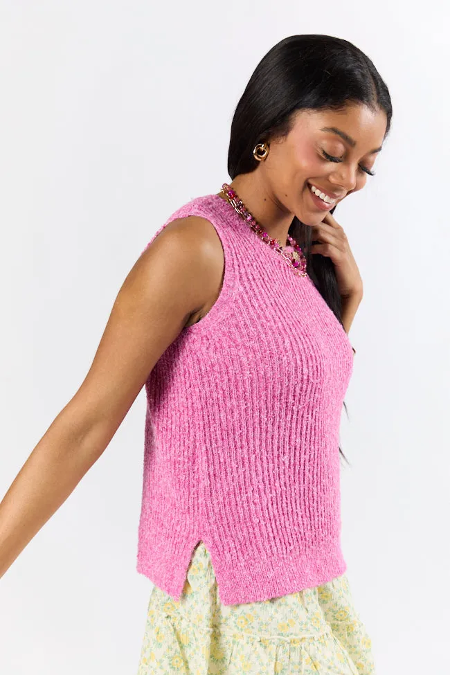 Best Day Ever Pink High Neck Sweater Tank