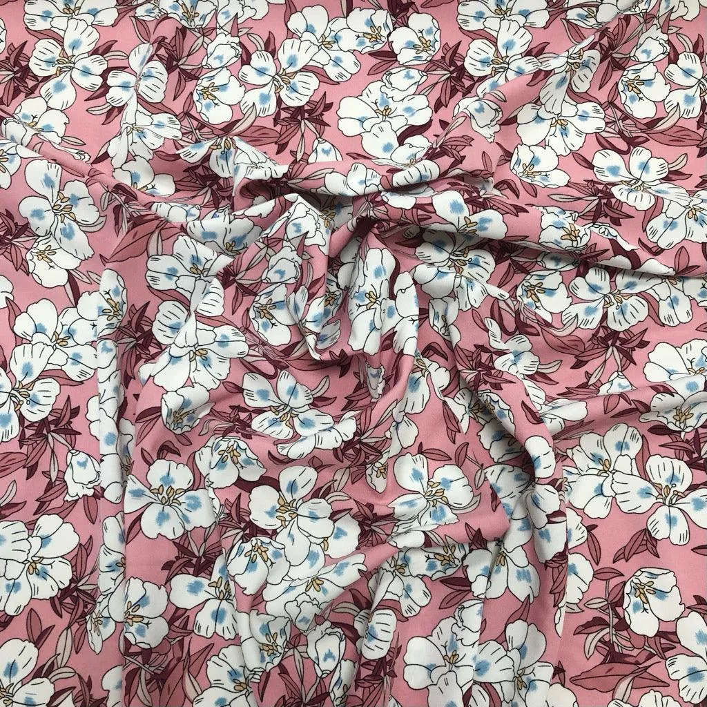 Blushing Cartoon Flowers Crepe Fabric