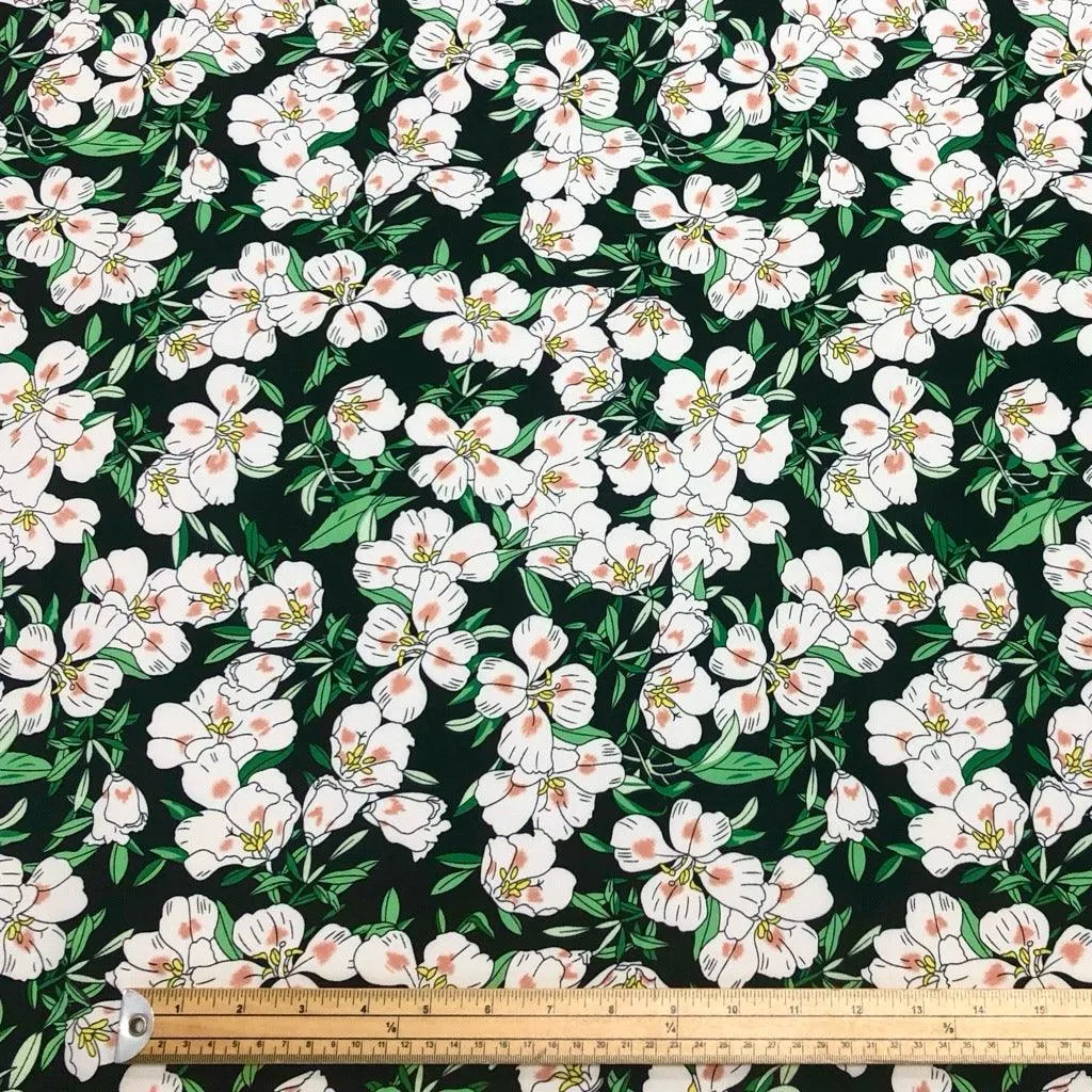 Blushing Cartoon Flowers Crepe Fabric