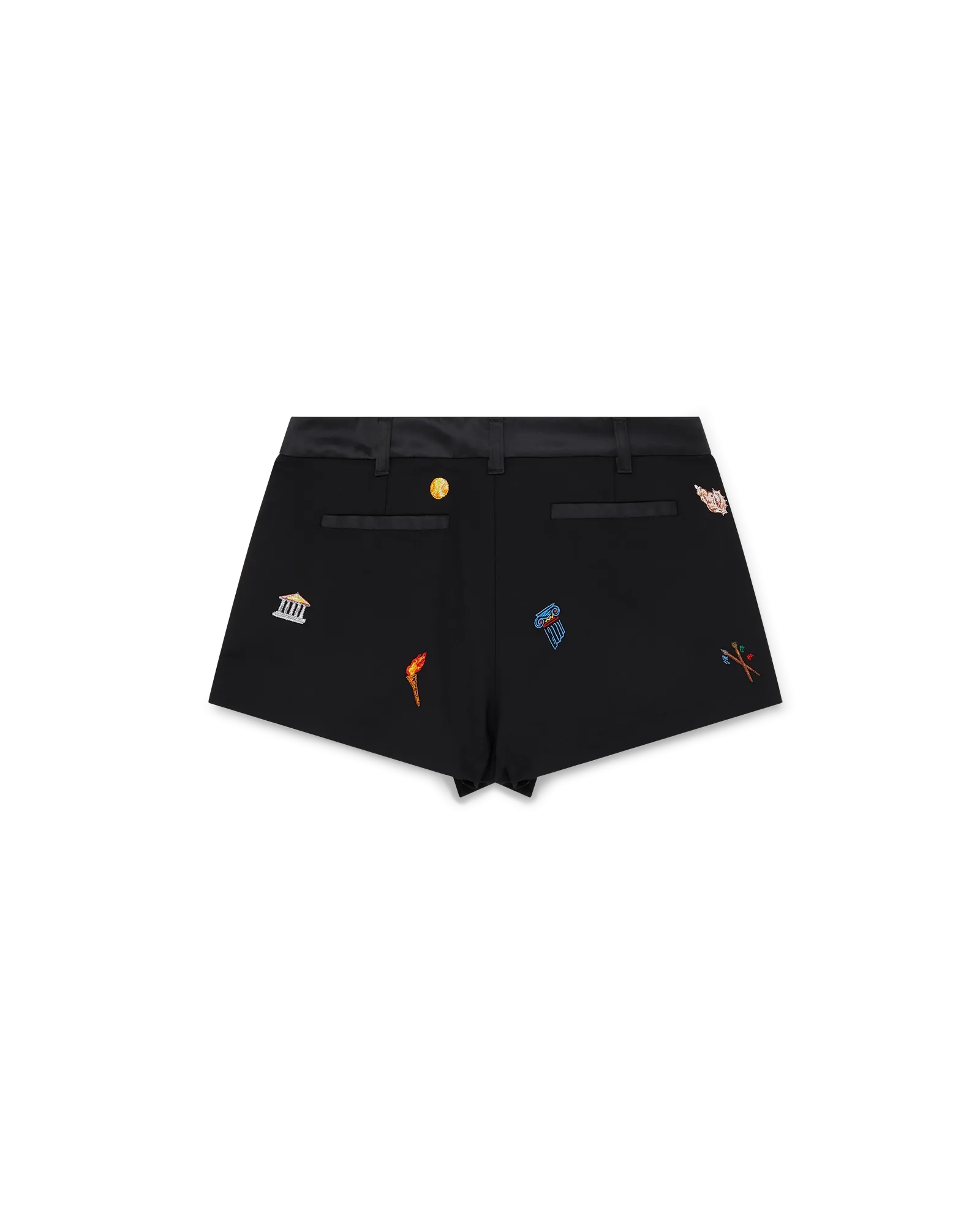 Embroidered Motif Wool Tailored Shorts