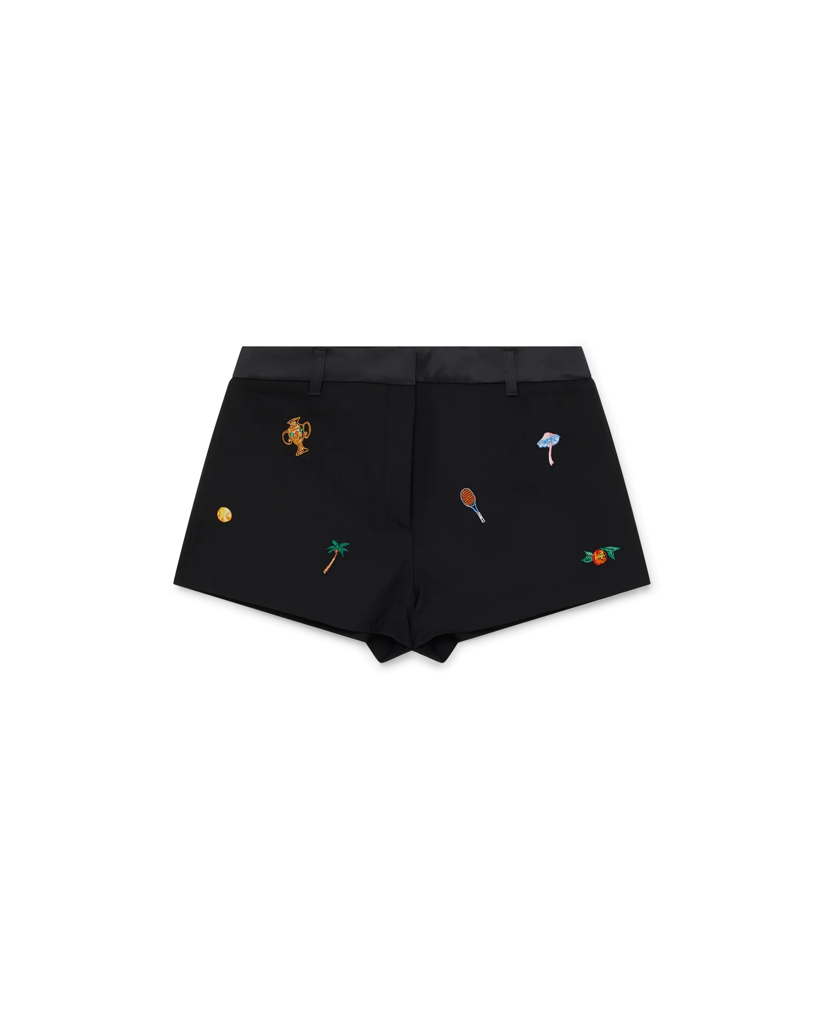 Embroidered Motif Wool Tailored Shorts