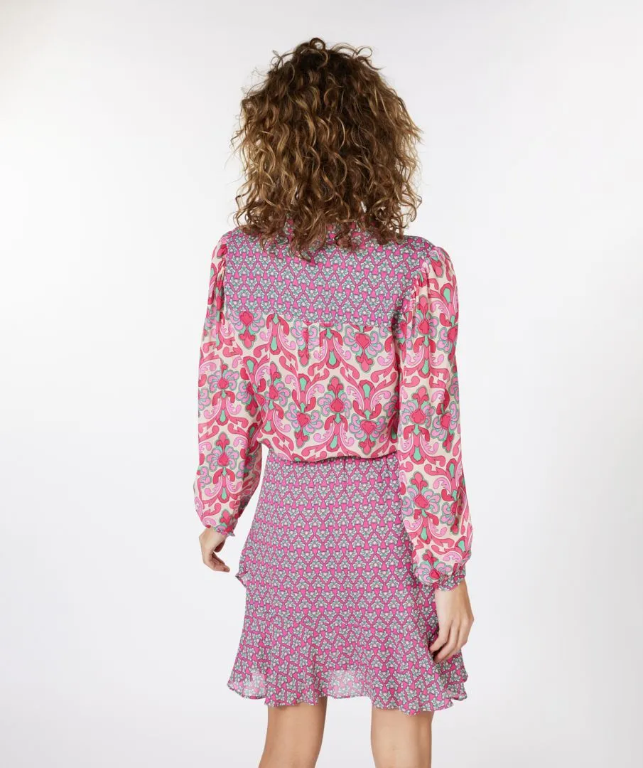 FINAL SALE MACY MULTI ABSTRACT FLORAL PRINT BLOUSE - ESQUALO SP2315009