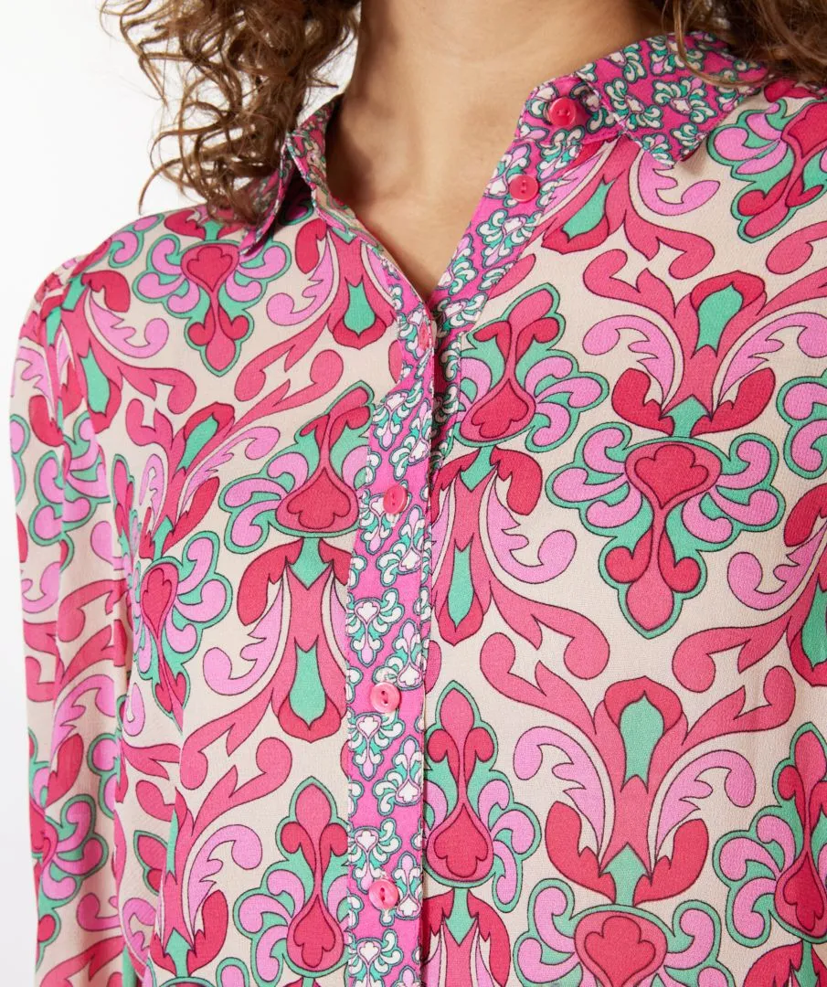 FINAL SALE MACY MULTI ABSTRACT FLORAL PRINT BLOUSE - ESQUALO SP2315009