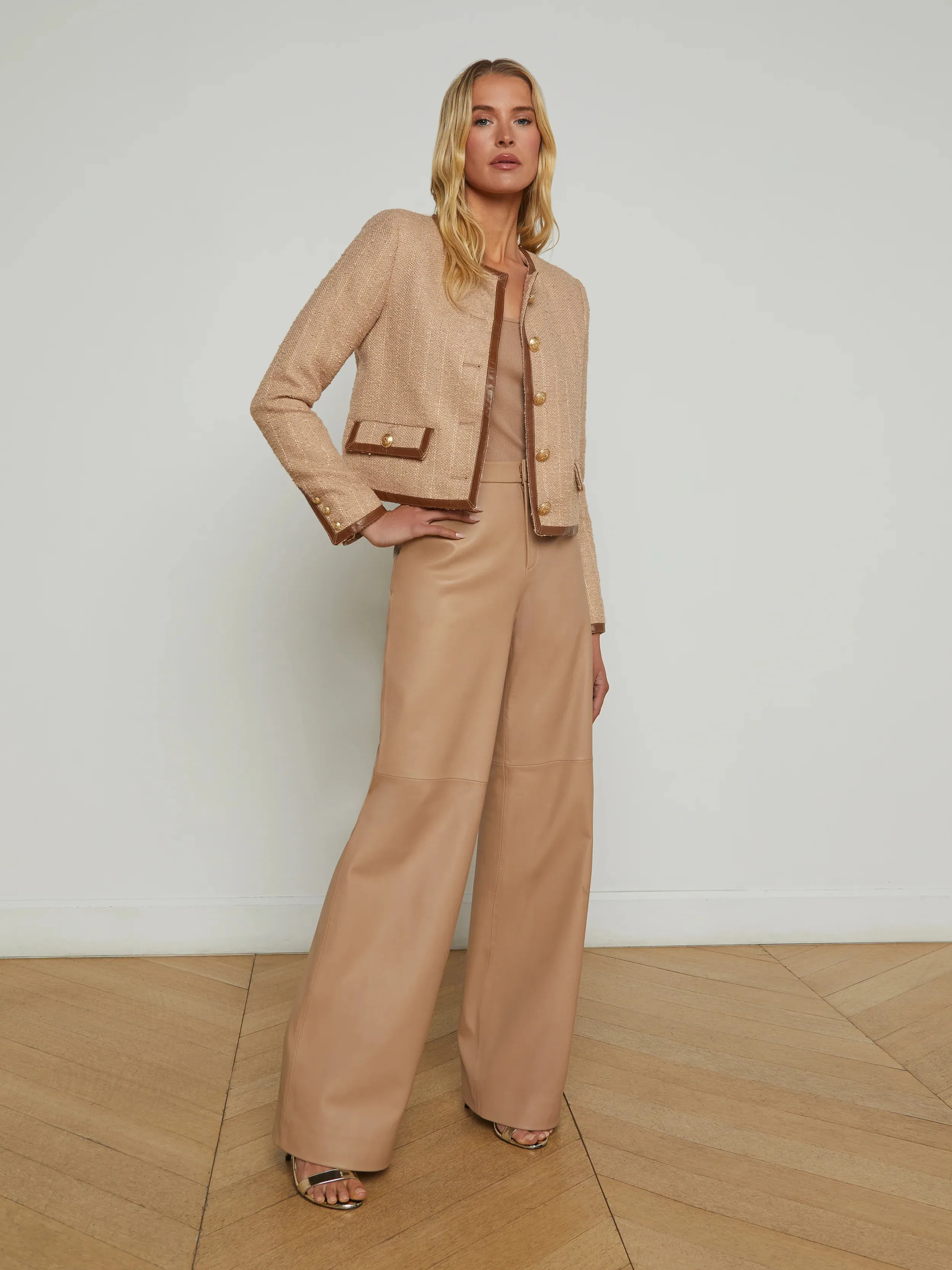 L'Agence Zaya Trim Jacket - Cappuccino Stripe