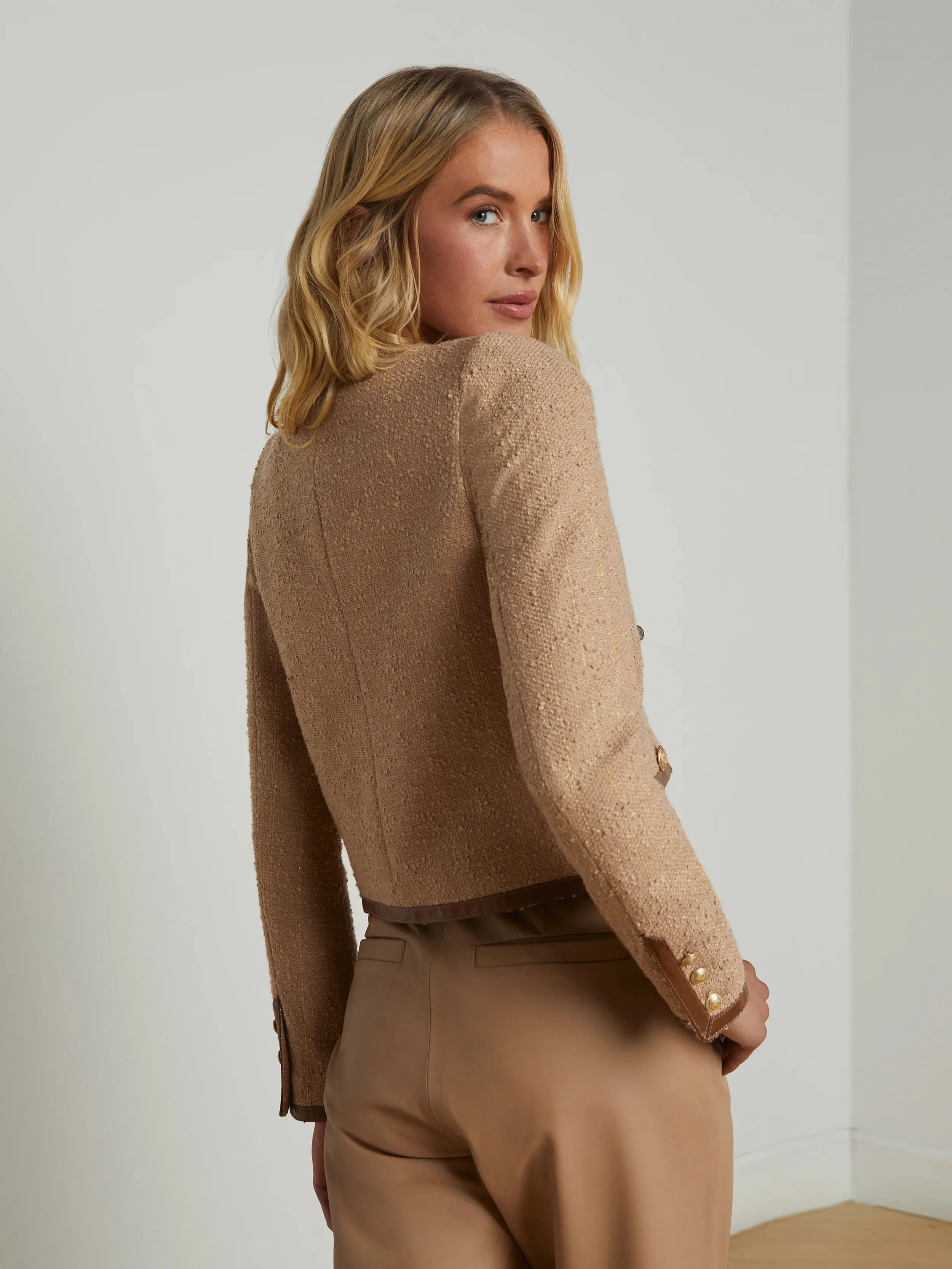 L'Agence Zaya Trim Jacket - Cappuccino Stripe