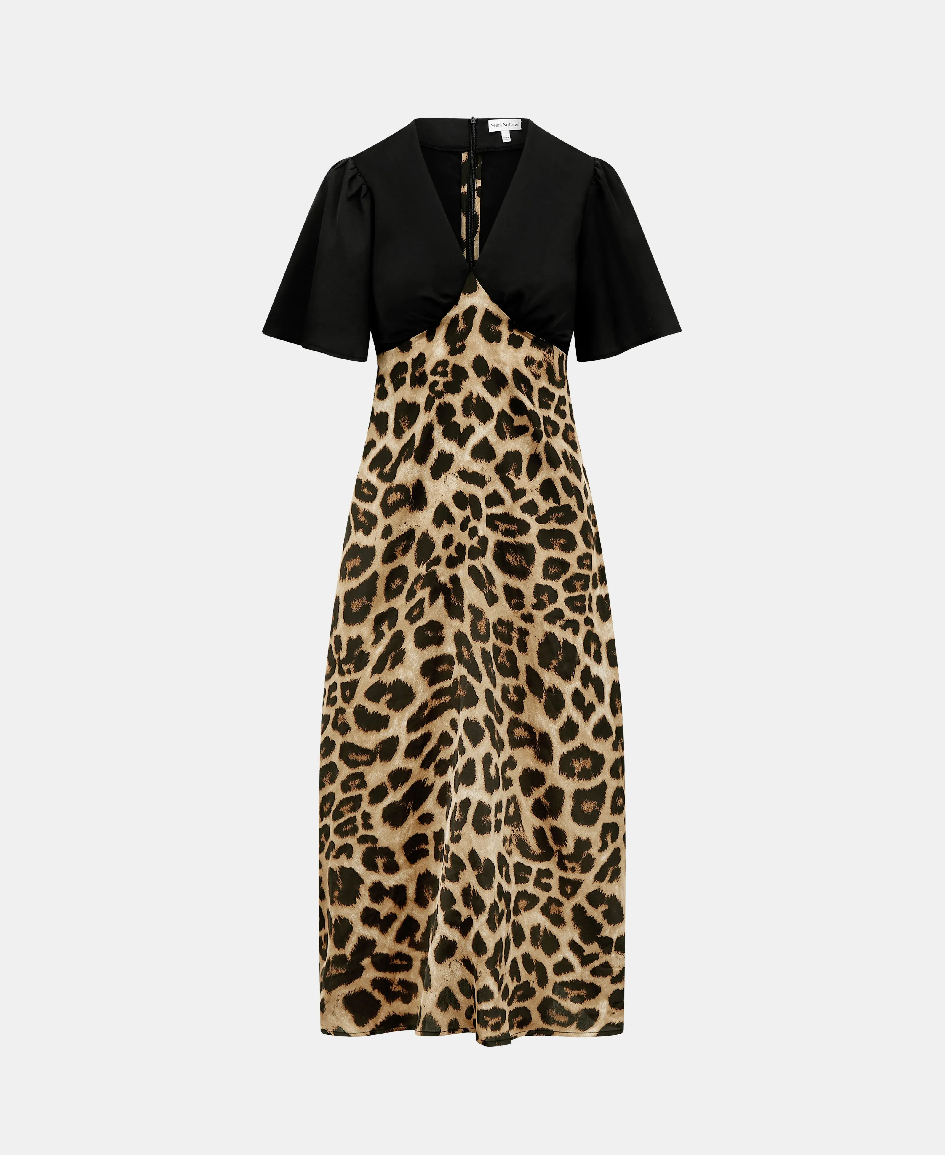 Leopard Printed Satin Midi Dress