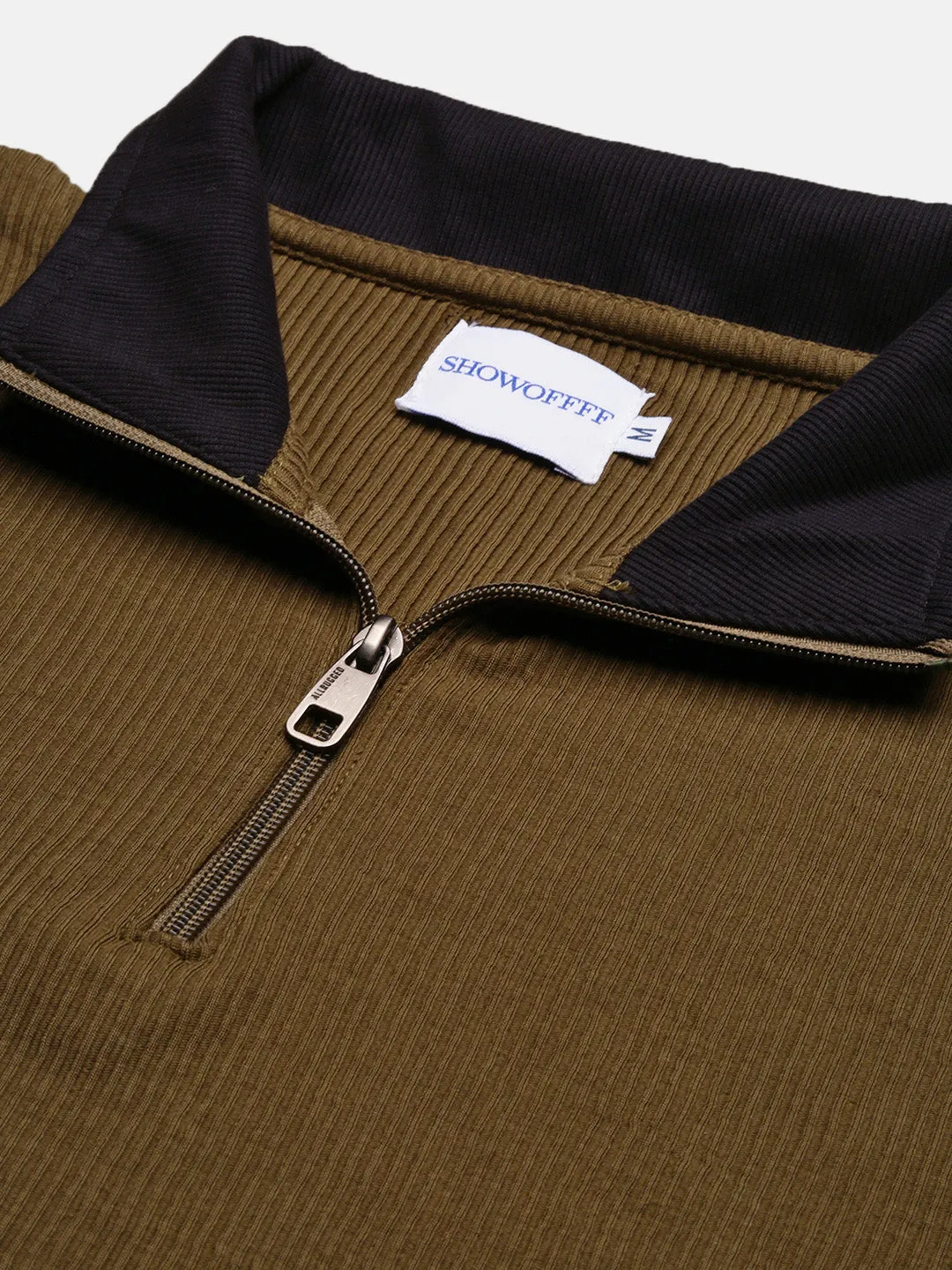 Men Olive High Neck Pullover