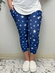 Navy Star Capri Leggings w/Pockets - #4049-4051