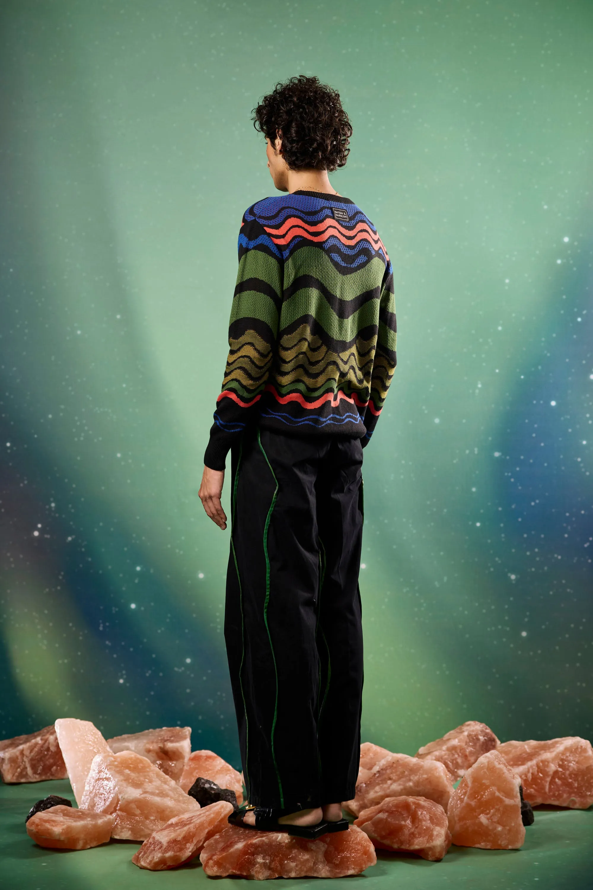 Noir Handpainted Swirl Trouser