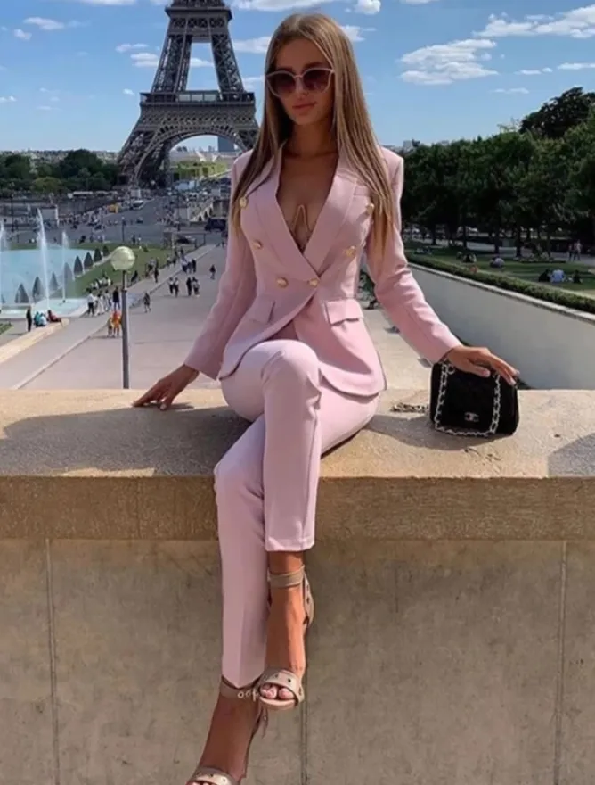 Pantalon Suit - Dames - Elegante Luxe Stof met Slim Fit Pasvorm