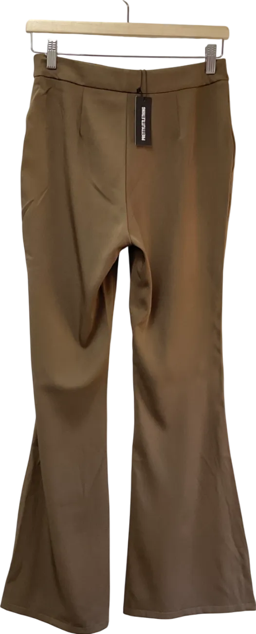 PrettyLittleThing Brown Woven Tailored Flare Leg Trousers UK 6