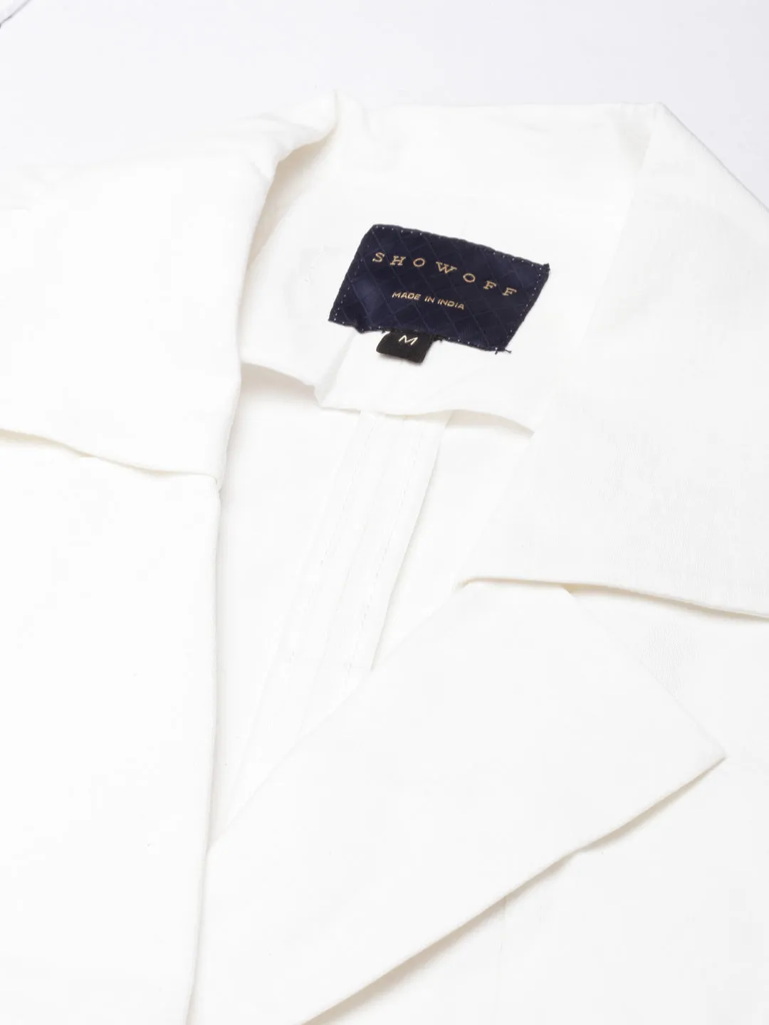 Women Cream Single-Breasted Blazer
