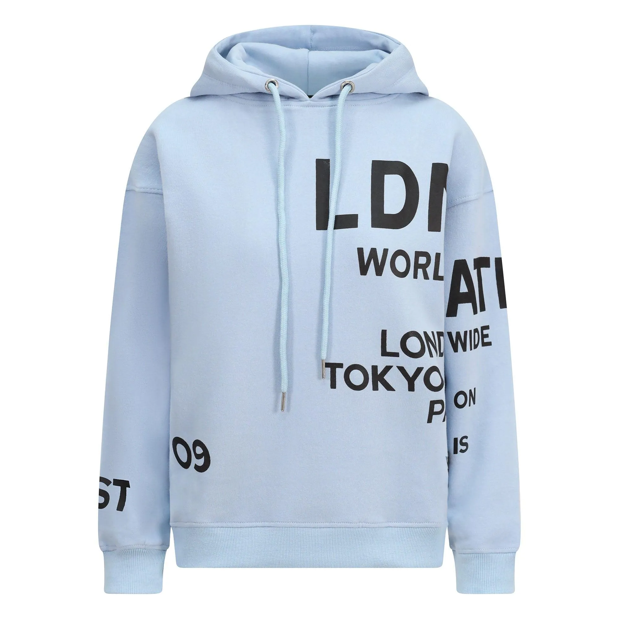 Women's Relaxed Fit Printed Hoodie Sky Blue