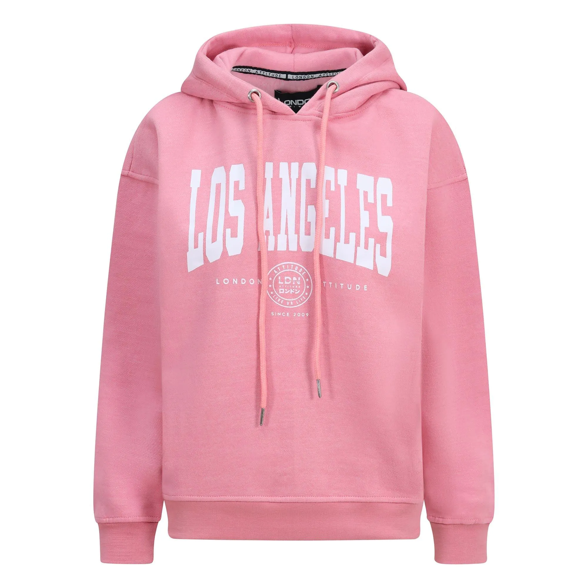Women's Relaxed Fit "Los Angeles" Printed Hoodie Pink
