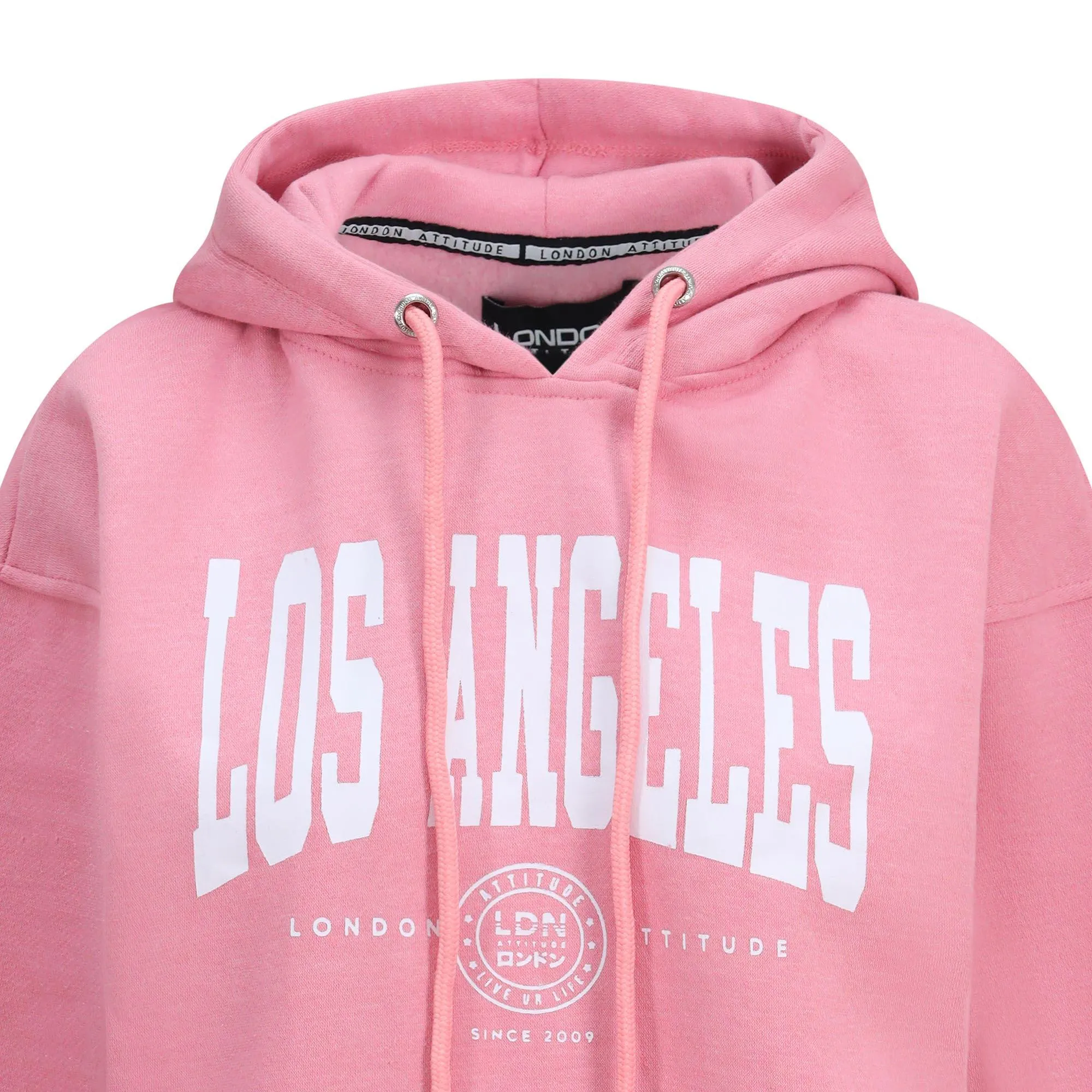 Women's Relaxed Fit "Los Angeles" Printed Hoodie Pink