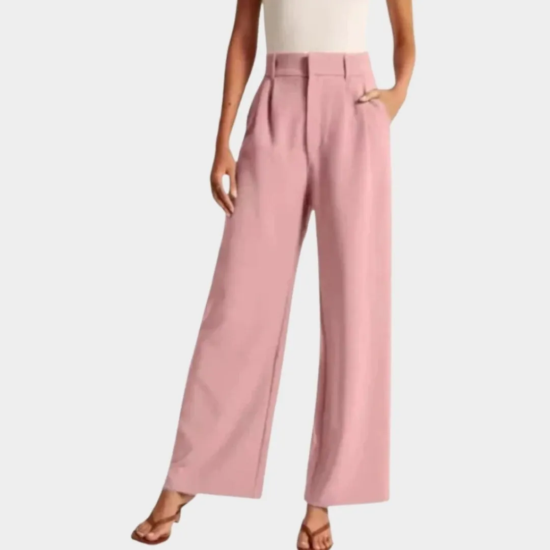 Womens Serena Wide-Leg Trousers - Tailored Office Wear, Fluid Silhouette, Navy, Green and More