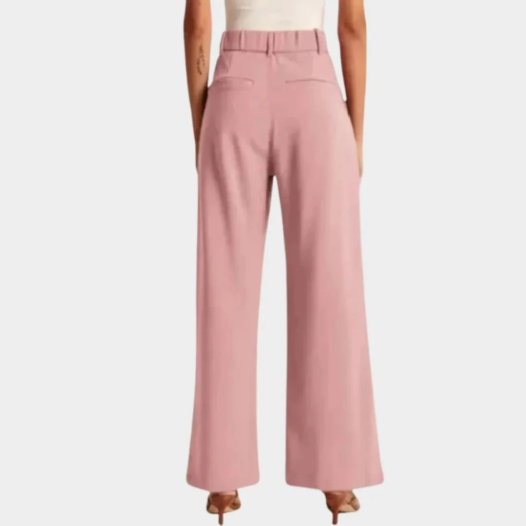 Womens Serena Wide-Leg Trousers - Tailored Office Wear, Fluid Silhouette, Navy, Green and More